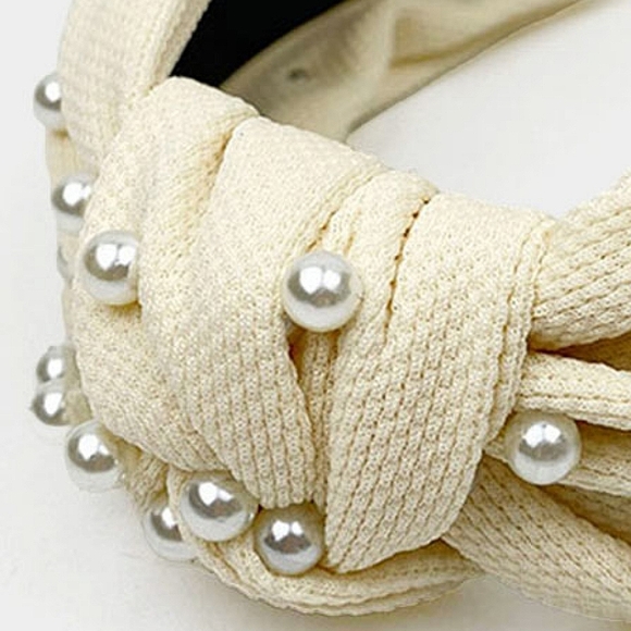 Neutral Pearl Knot Headband Hair Bling Sparkle Jewel Statement Accessory - Picture 4 of 5